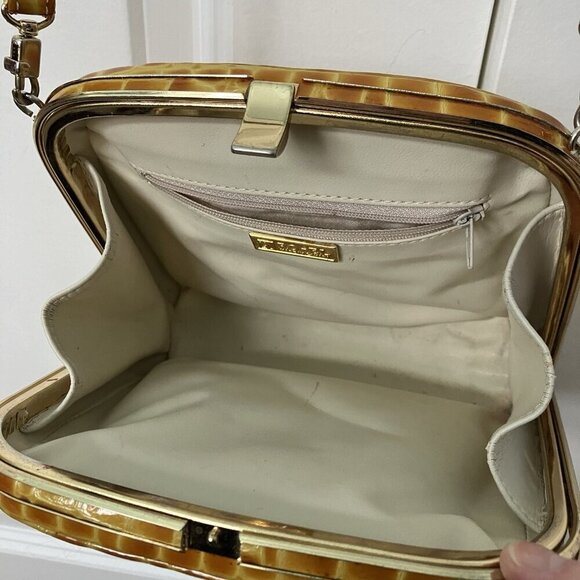 Vintage Ro-El Faux Croc Leather Crossbody Bag Shoulder Purse Yellow Hinged - Picture 3 of 16